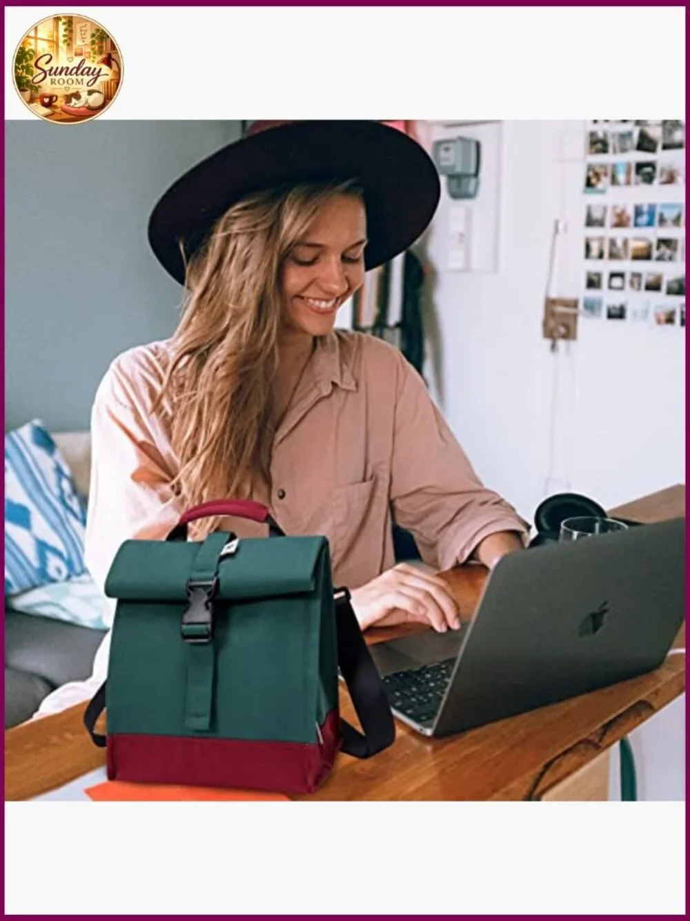 Insulated Rolltop Lunch Bag Tote with Shoulder Strap 8L Capacity